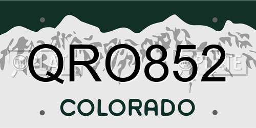 QRO852 Colorado License Plate