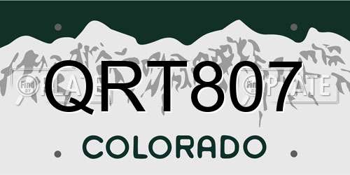 QRT807 Colorado License Plate