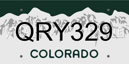 QRY329 Colorado License Plate
