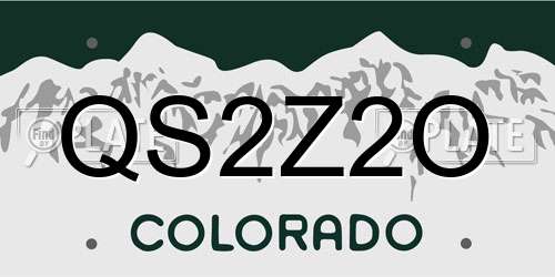 QS2Z2O Colorado License Plate