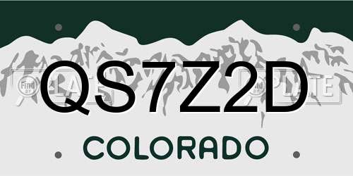 QS7Z2D Colorado License Plate
