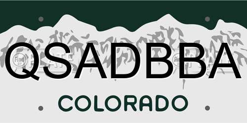 QSADBBA Colorado License Plate