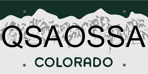 QSAOSSA Colorado License Plate