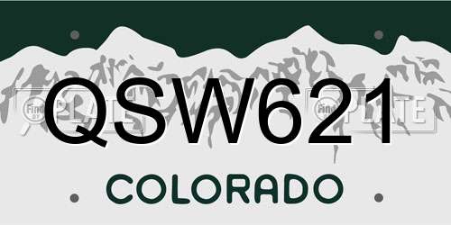QSW621 Colorado License Plate