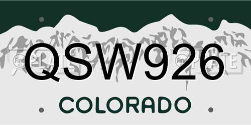 QSW926 Colorado License Plate