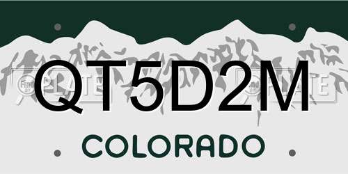 QT5D2M Colorado License Plate