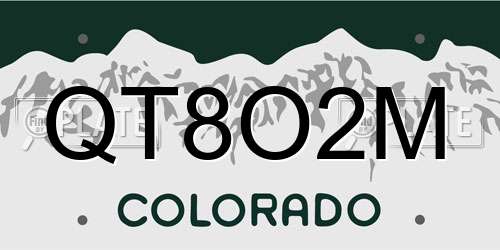 QT8O2M Colorado License Plate