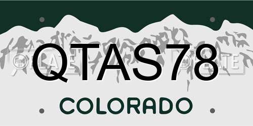 QTAS78 Colorado License Plate
