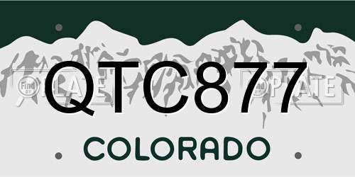 QTC877 Colorado License Plate