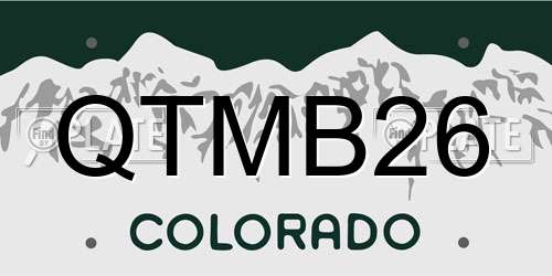 QTMB26 Colorado License Plate