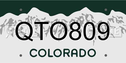 QTO809 Colorado License Plate