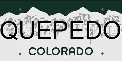 QUEPEDO Colorado License Plate