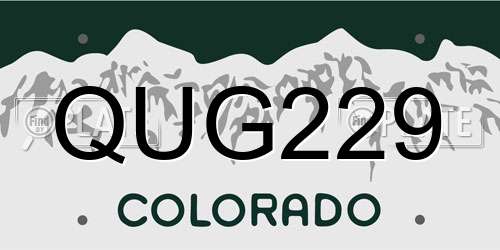 QUG229 Colorado License Plate