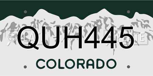 QUH445 Colorado License Plate