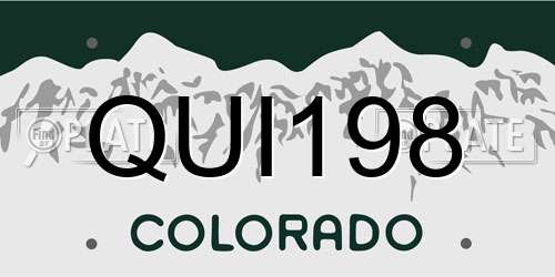 QUI198 Colorado License Plate