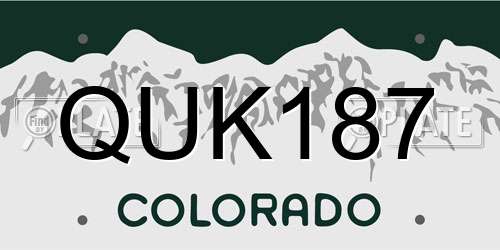 QUK187 Colorado License Plate