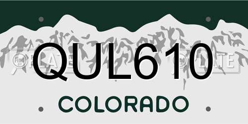 QUL610 Colorado License Plate
