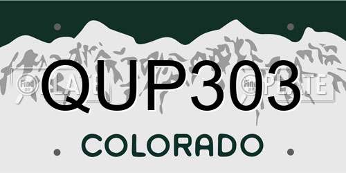 QUP303 Colorado License Plate