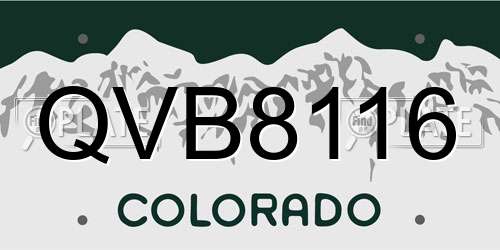 QVB8116 Colorado License Plate