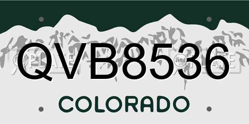 QVB8536 Colorado License Plate