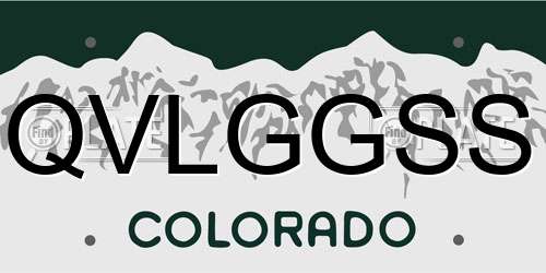 QVLGGSS Colorado License Plate