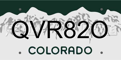 QVR82O Colorado License Plate