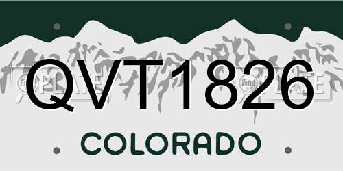 QVT1826 Colorado License Plate
