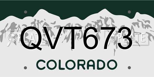 QVT673 Colorado License Plate