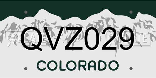 QVZ029 Colorado License Plate