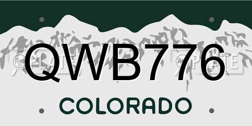 QWB776 Colorado License Plate