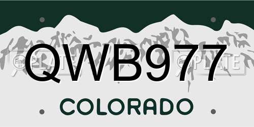 QWB977 Colorado License Plate