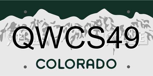 QWCS49 Colorado License Plate