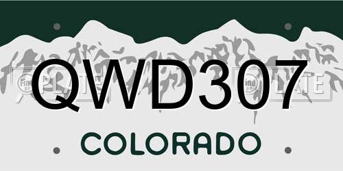 QWD307 Colorado License Plate