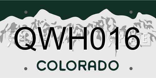 QWH016 Colorado License Plate