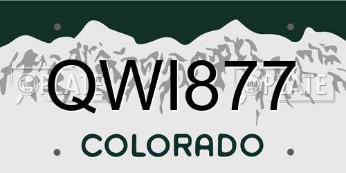 QWI877 Colorado License Plate