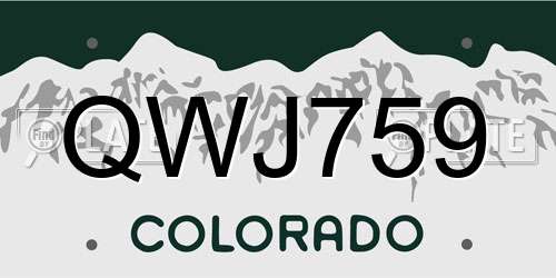 QWJ759 Colorado License Plate