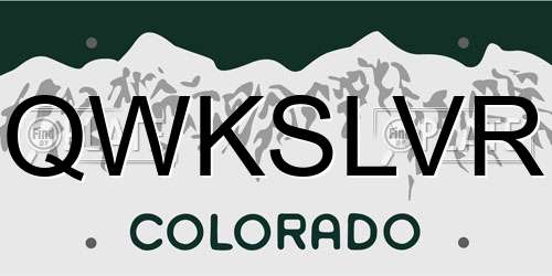 QWKSLVR Colorado License Plate