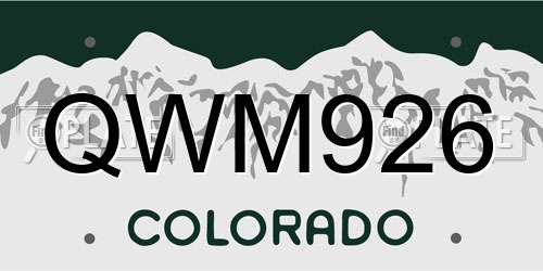 QWM926 Colorado License Plate