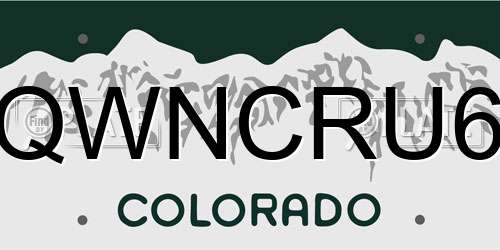 QWNCRU6 Colorado License Plate