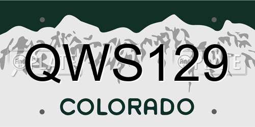 QWS129 Colorado License Plate