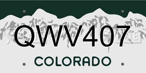 QWV407 Colorado License Plate
