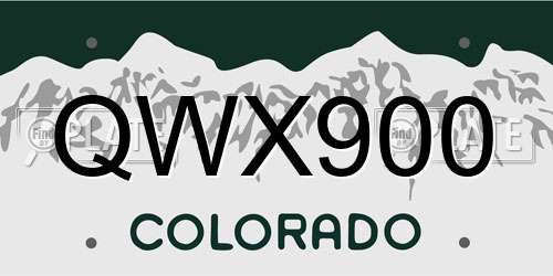 QWX900 Colorado License Plate