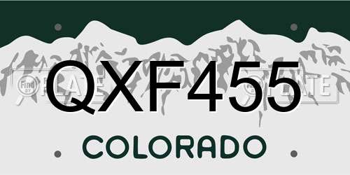 QXF455 Colorado License Plate