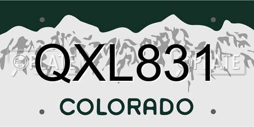 QXL831 Colorado License Plate