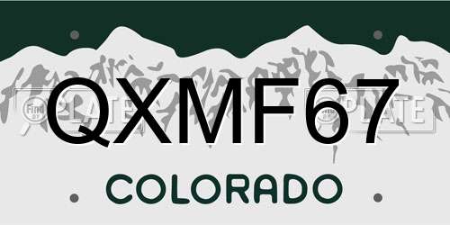 QXMF67 Colorado License Plate