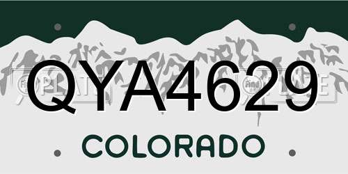 QYA4629 Colorado License Plate