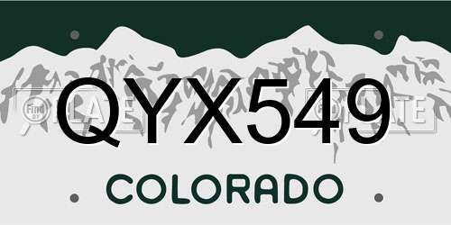 QYX549 Colorado License Plate