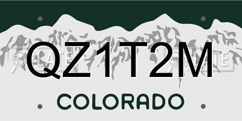 QZ1T2M Colorado License Plate