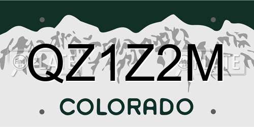 QZ1Z2M Colorado License Plate