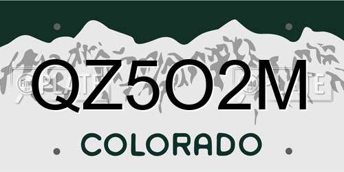 QZ5O2M Colorado License Plate